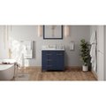 Jeffrey Alexander 36In. Hale Blue Katara Vanity, Left Offset, White Carrara Marble Vanity Top, Undrmnt Rctngl Bowl VKITKAT36BLWCR